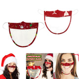 Maxbell Christmas Face Mask Transparent Printed for Kids Women Adults Reindeer