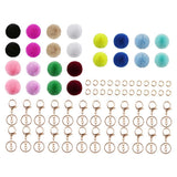 Maxbell 72Pcs Multicolor Pompom Ball Keychain Kit Bag Pompom Ball DIY Cell Phone