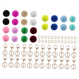Maxbell 72Pcs Multicolor Pompom Ball Keychain Kit Bag Pompom Ball DIY Cell Phone