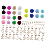 Maxbell 72Pcs Multicolor Pompom Ball Keychain Kit Bag Pompom Ball DIY Cell Phone