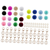 Maxbell 72Pcs Multicolor Pompom Ball Keychain Kit Bag Pompom Ball DIY Cell Phone
