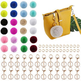 Maxbell 72Pcs Multicolor Pompom Ball Keychain Kit Bag Pompom Ball DIY Cell Phone