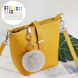 Maxbell 72Pcs Multicolor Pompom Ball Keychain Kit Bag Pompom Ball DIY Cell Phone