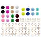 Maxbell 72Pcs Multicolor Pompom Ball Keychain Kit Bag Pompom Ball DIY Cell Phone
