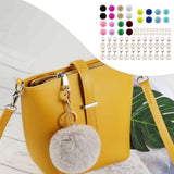 Maxbell 72Pcs Multicolor Pompom Ball Keychain Kit Bag Pompom Ball DIY Cell Phone