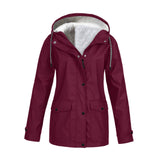 Maxbell Hoodie Soft woman Jacket Windproof Rain Coat Outdoor Winter Warm Outwear Red M