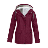 Maxbell Hoodie Soft woman Jacket Windproof Rain Coat Outdoor Winter Warm Outwear Red M