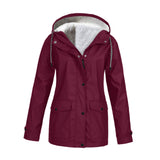 Maxbell Hoodie Soft woman Jacket Windproof Rain Coat Outdoor Winter Warm Outwear Red M