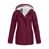 Maxbell Hoodie Soft woman Jacket Windproof Rain Coat Outdoor Winter Warm Outwear Red M