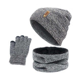 Maxbell Women Winter Beanie Hat Scarf Hat Knitted Gloves Fleece Lining Light gray