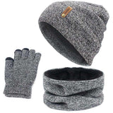 Maxbell Women Winter Beanie Hat Scarf Hat Knitted Gloves Fleece Lining Light gray