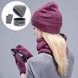 Maxbell Women Winter Beanie Hat Scarf Hat Knitted Gloves Fleece Lining Light gray