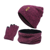 Maxbell Women Winter Beanie Hat Scarf Hat Knitted Gloves Fleece Lining Rose red