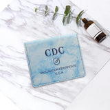 Maxbell Vaccination Card Protector Slim Leather Wallet for Documents Blue
