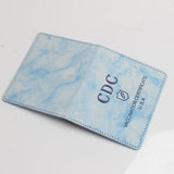Maxbell Vaccination Card Protector Slim Leather Wallet for Documents Blue