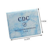 Maxbell Vaccination Card Protector Slim Leather Wallet for Documents Blue