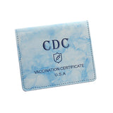 Maxbell Vaccination Card Protector Slim Leather Wallet for Documents Blue