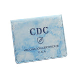 Maxbell Vaccination Card Protector Slim Leather Wallet for Documents Blue