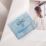 Maxbell Vaccination Card Protector Slim Leather Wallet for Documents Blue
