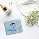 Maxbell Vaccination Card Protector Slim Leather Wallet for Documents Blue