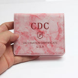 Maxbell Vaccination Card Protector Slim Leather Wallet for Documents Pink