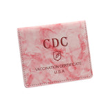 Maxbell Vaccination Card Protector Slim Leather Wallet for Documents Pink