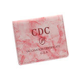Maxbell Vaccination Card Protector Slim Leather Wallet for Documents Pink