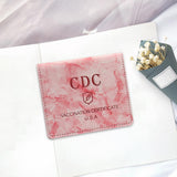 Maxbell Vaccination Card Protector Slim Leather Wallet for Documents Pink
