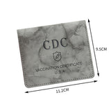 Maxbell Vaccination Card Protector Slim Leather Wallet for Documents Grey