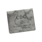 Maxbell Vaccination Card Protector Slim Leather Wallet for Documents Grey