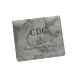 Maxbell Vaccination Card Protector Slim Leather Wallet for Documents Grey