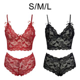 Maxbell Women Bra Panties Set Strap Bustier Bralette Lingerie Garter Lace red S