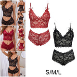 Maxbell Women Bra Panties Set Strap Bustier Bralette Lingerie Garter Lace red S
