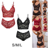 Maxbell Women Bra Panties Set Strap Bustier Bralette Lingerie Garter Lace red S