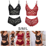 Maxbell Women Bra Panties Set Strap Bustier Bralette Lingerie Garter Lace red S