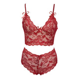 Maxbell Women Bra Panties Set Strap Bustier Bralette Lingerie Garter Lace red S