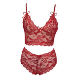 Maxbell Women Bra Panties Set Strap Bustier Bralette Lingerie Garter Lace red S