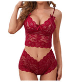 Maxbell Women Bra Panties Set Strap Bustier Bralette Lingerie Garter Lace red S