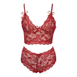 Maxbell Women Bra Panties Set Strap Bustier Bralette Lingerie Garter Lace red S