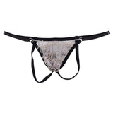 Maxbell Underwear Metal Chain Tassels See-Through T-Back Men's G-String Thongs Black