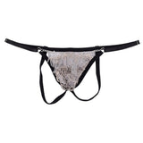 Maxbell Underwear Metal Chain Tassels See-Through T-Back Men's G-String Thongs Black
