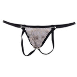 Maxbell Underwear Metal Chain Tassels See-Through T-Back Men's G-String Thongs Black