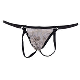 Maxbell Underwear Metal Chain Tassels See-Through T-Back Men's G-String Thongs Black