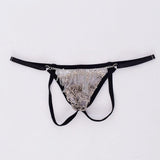 Maxbell Underwear Metal Chain Tassels See-Through T-Back Men's G-String Thongs Black