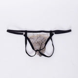 Maxbell Underwear Metal Chain Tassels See-Through T-Back Men's G-String Thongs Black