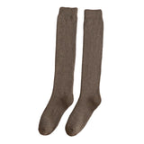 Maxbell Breathable Cotton Mens Knee High Warm Long Winter Thick Socks  Brown
