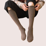 Maxbell Breathable Cotton Mens Knee High Warm Long Winter Thick Socks  Brown