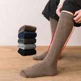Maxbell Breathable Cotton Mens Knee High Warm Long Winter Thick Socks  Brown