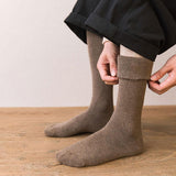 Maxbell Breathable Cotton Mens Knee High Warm Long Winter Thick Socks  Brown