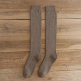 Maxbell Breathable Cotton Mens Knee High Warm Long Winter Thick Socks  Brown
